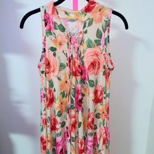 Bright Floral Dress High Neck